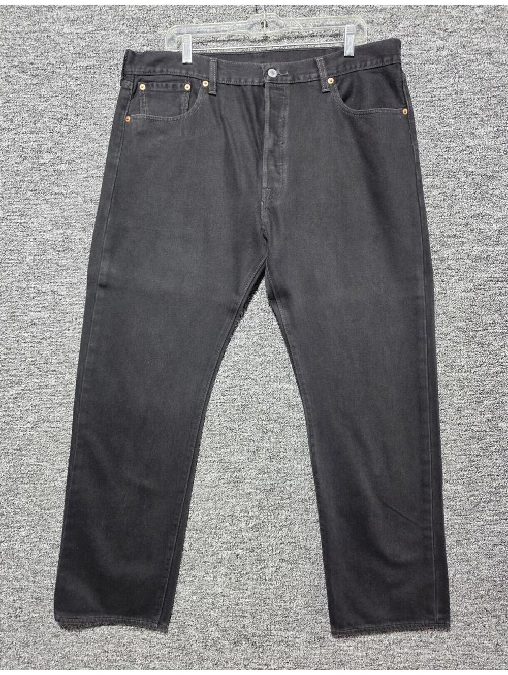 Levi’s Straight Regular Fit Black Denim Jeans Button Fly 5-Pocket Dark Wash Men